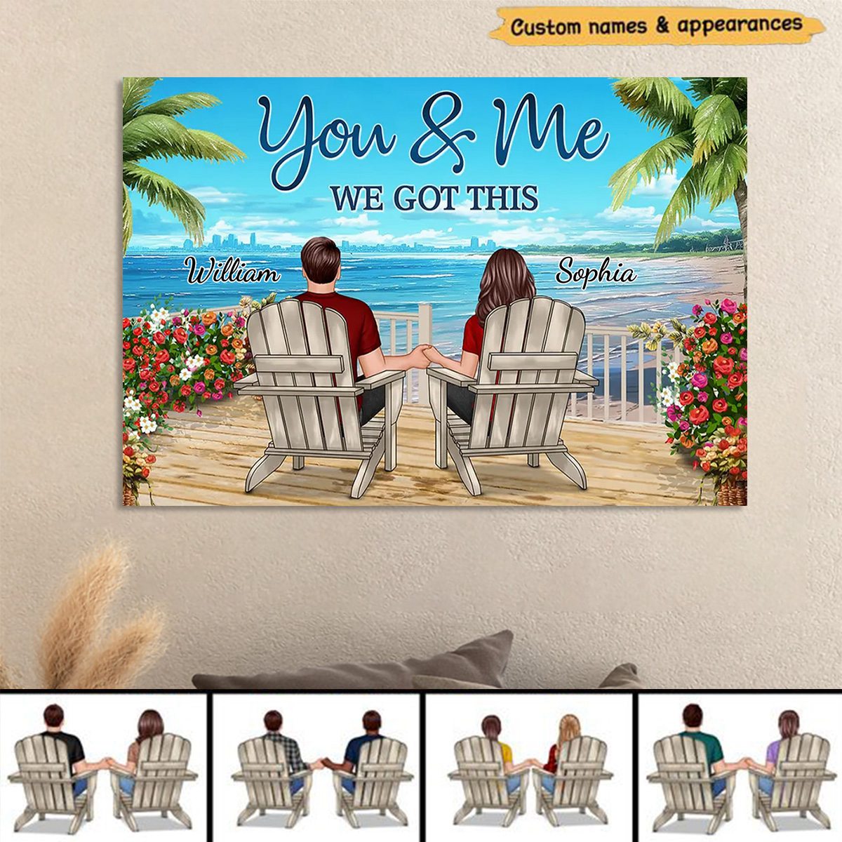 Back View Couple Sitting Beach Landscape You &amp; Me We Got This Personalized Horizontal Poster