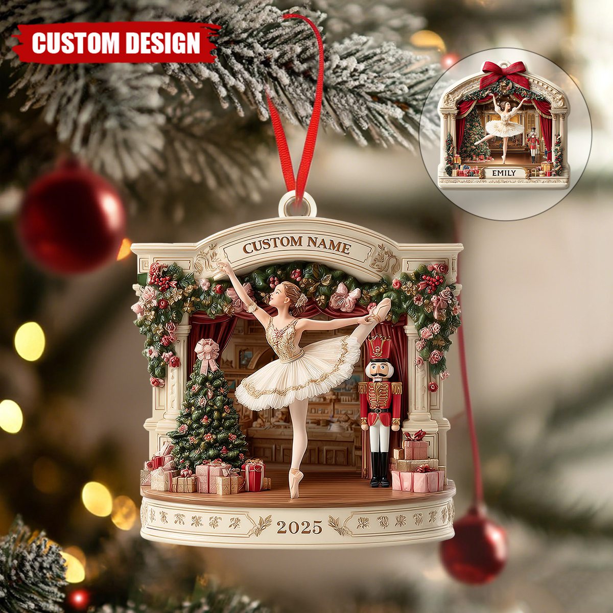 Personalized Nutcracker Ballet Christmas Ornament – Ballerina Stage  Decor