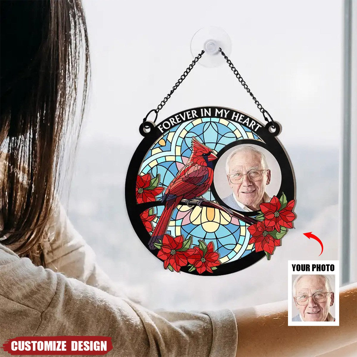 Custom Photo I&#39;m Always With You Memorial - Personalized Window Hanging Suncatcher Ornament