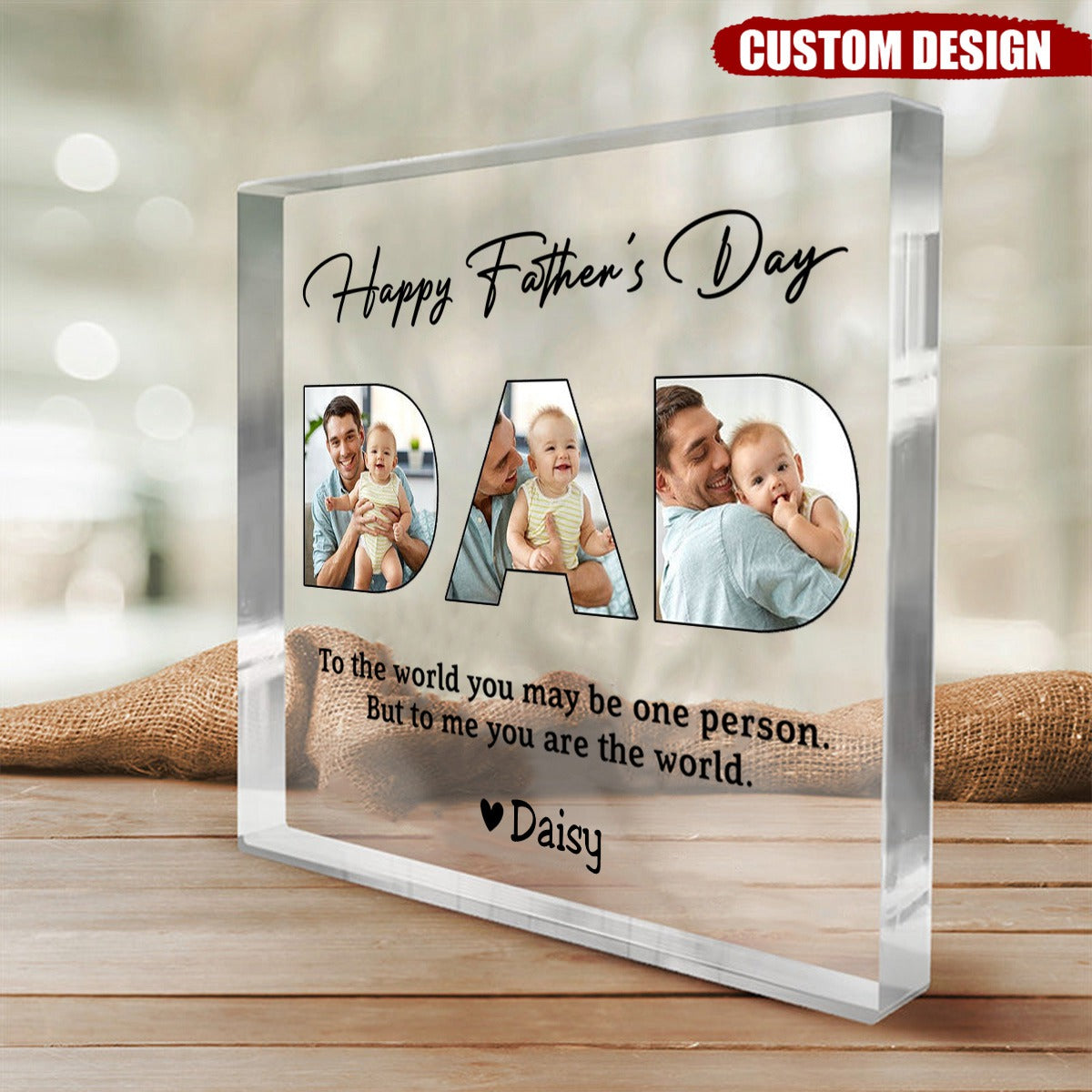 Dad, To Me You Are The World - Personalized Custom Square Shaped Acrylic Plaque - Gift For Dad, Father&#39;s Day Gift