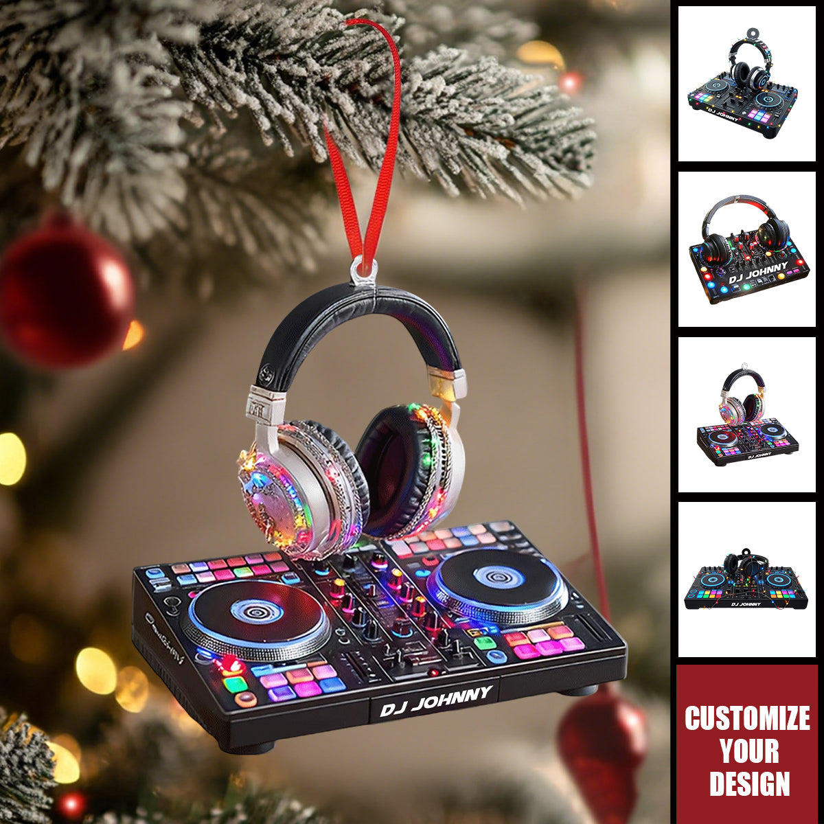 DJ Mixer with Headphones Ornament, Custom Name Music Console Christmas Decor, Gift For DJs, Music Producers