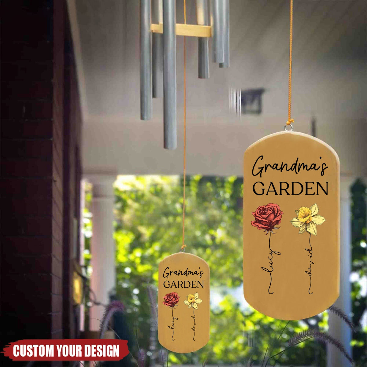 Grandma&#39;s Garden - Personalized Wind Chime - Gift For Mom / Grandma