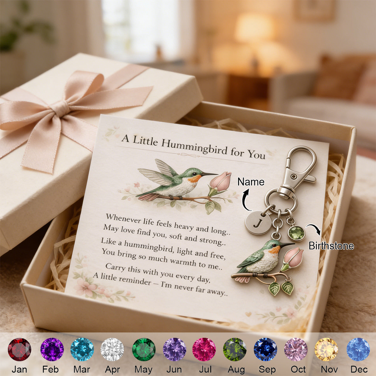 A Little Hummingbird for You keychain - Personalized Filled with Love &amp; Comfort Keychain - Mother’s Day Gift