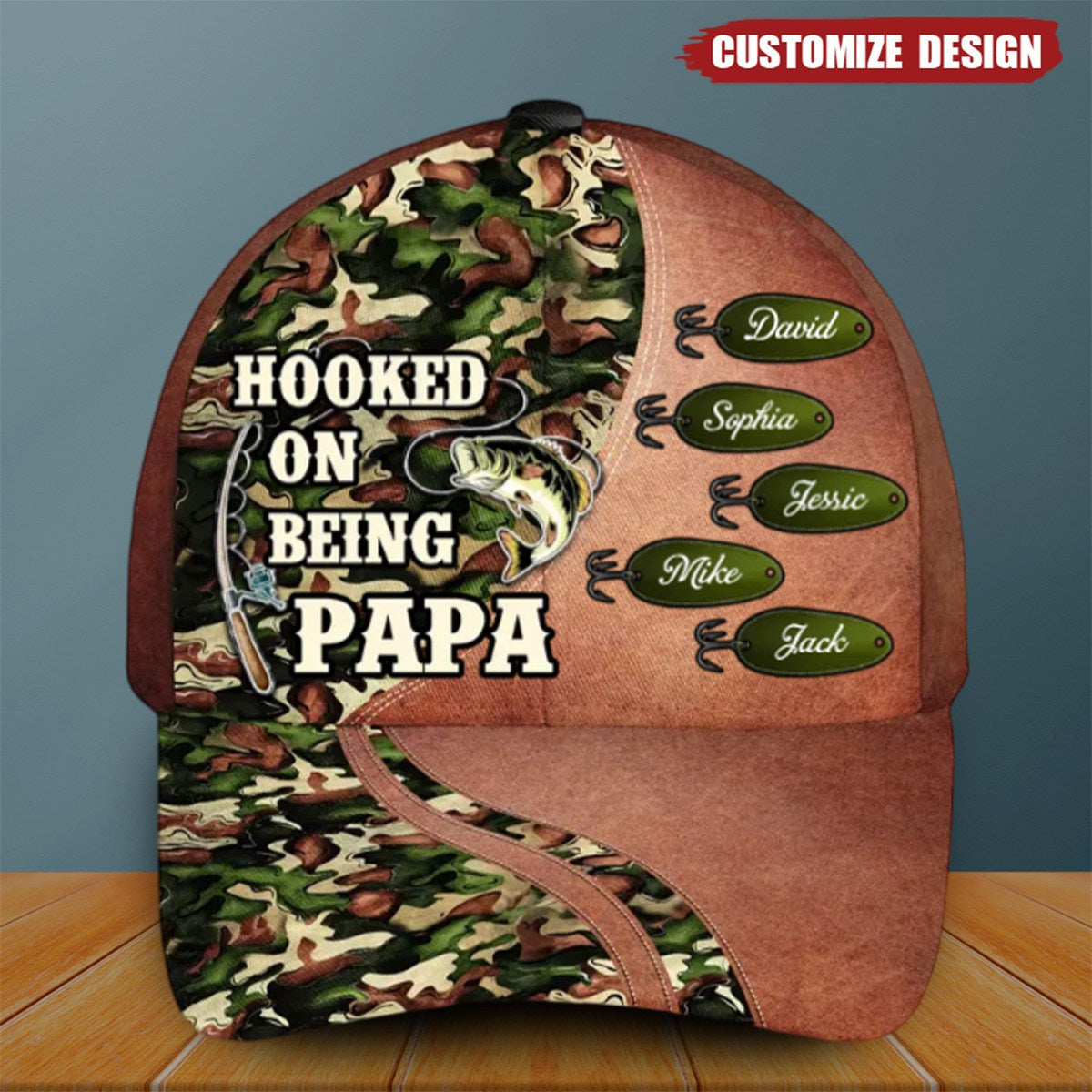 Hooked On Being Fishing Grandpa Papa Personalized Classic Cap, Father&#39;s Day Gift For Grandpa, Dad, Husband