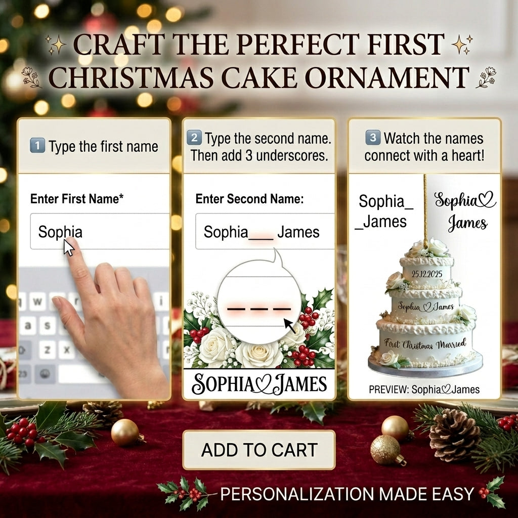 Personalized Wedding Cake First Christmas Married Ornament - Custom Mr &amp; Mrs Name Wedding Ornament