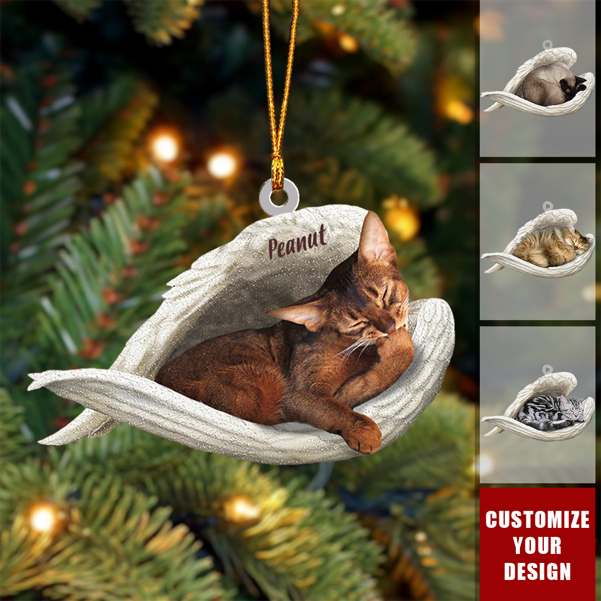 Personalized Cat Sleeping Angel Ornament-Great Gift Idea For Cat Lovers