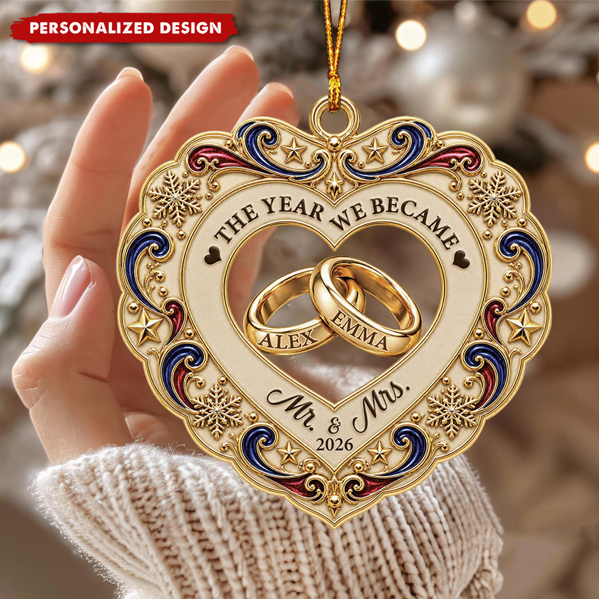 "The Year We Became Mr &amp; Mrs" Personalized Acrylic Ornament - Custom Couples First Christmas Keepsake