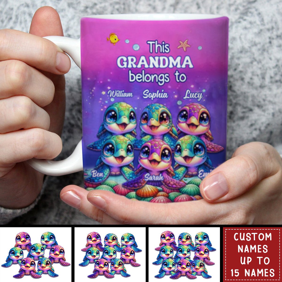 This Grandma belongs to Colorful Turtle Personalized Mug - Gift For Mother&#39;s Day