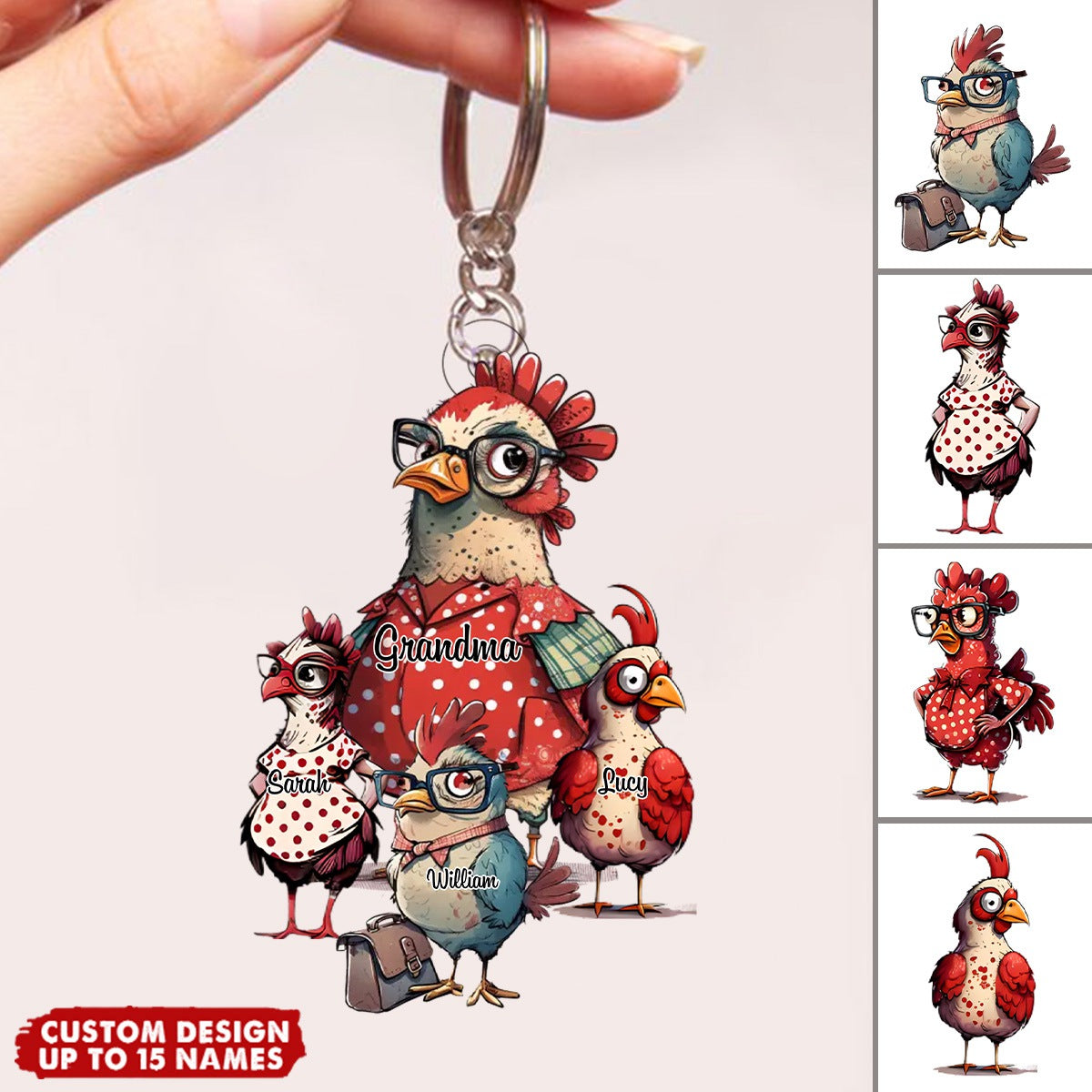 Personalized Nana/Mom Chick WIth Little Kids Acrylic Keychain-Gift For Mother&#39;s day