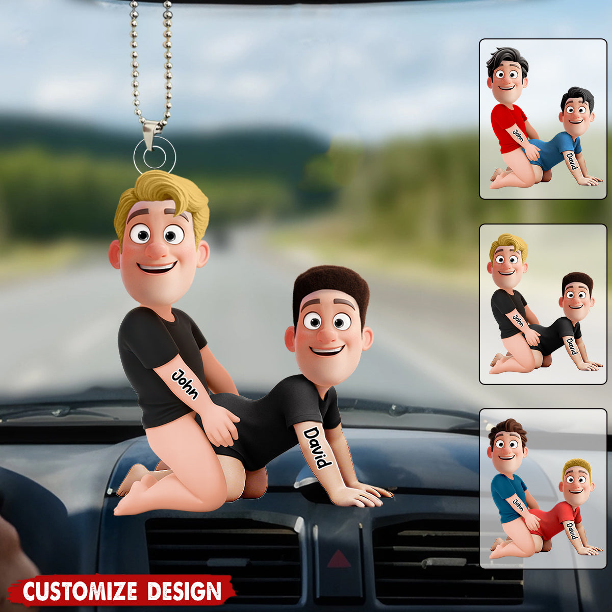 Naughty Personalized Gay Couple Car Ornament - Gifts For Couple