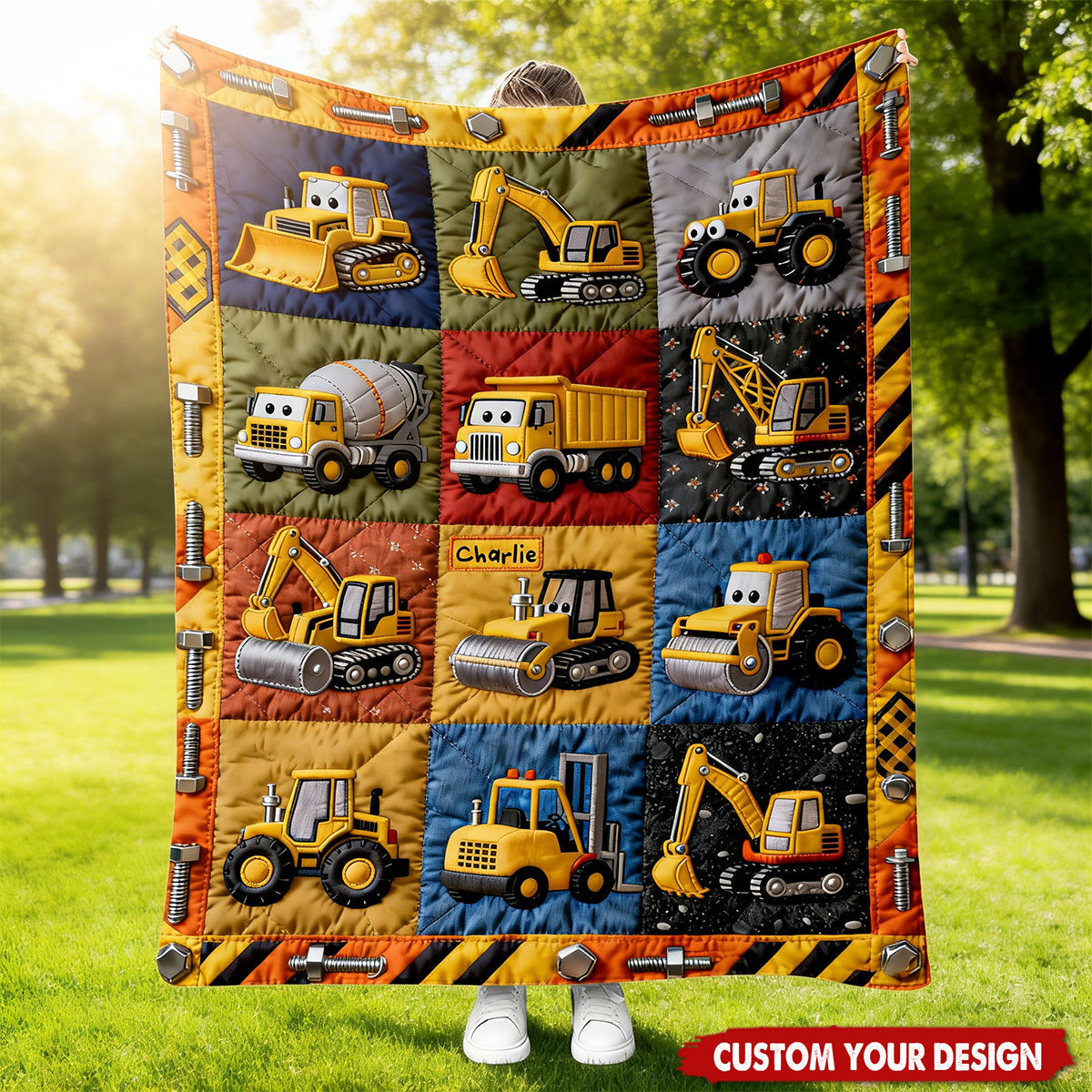 Construction Machines - Personalized Kid Blanket