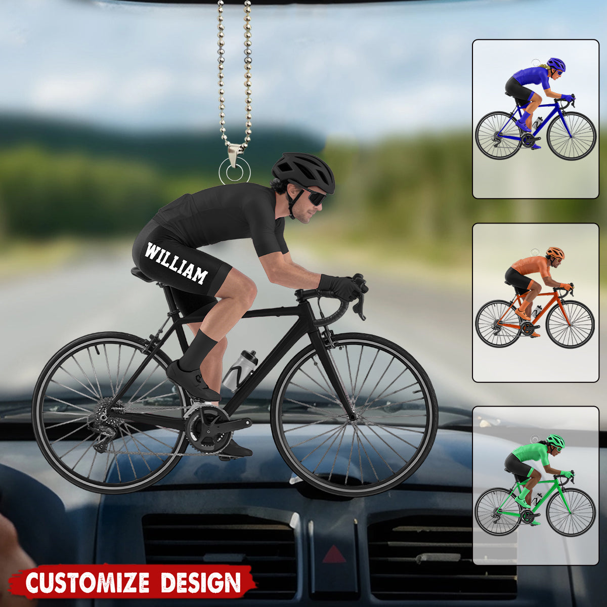Personalized Road Bike Cyclist Car Ornament - Gift for Cycling Enthusiast And Cyclist