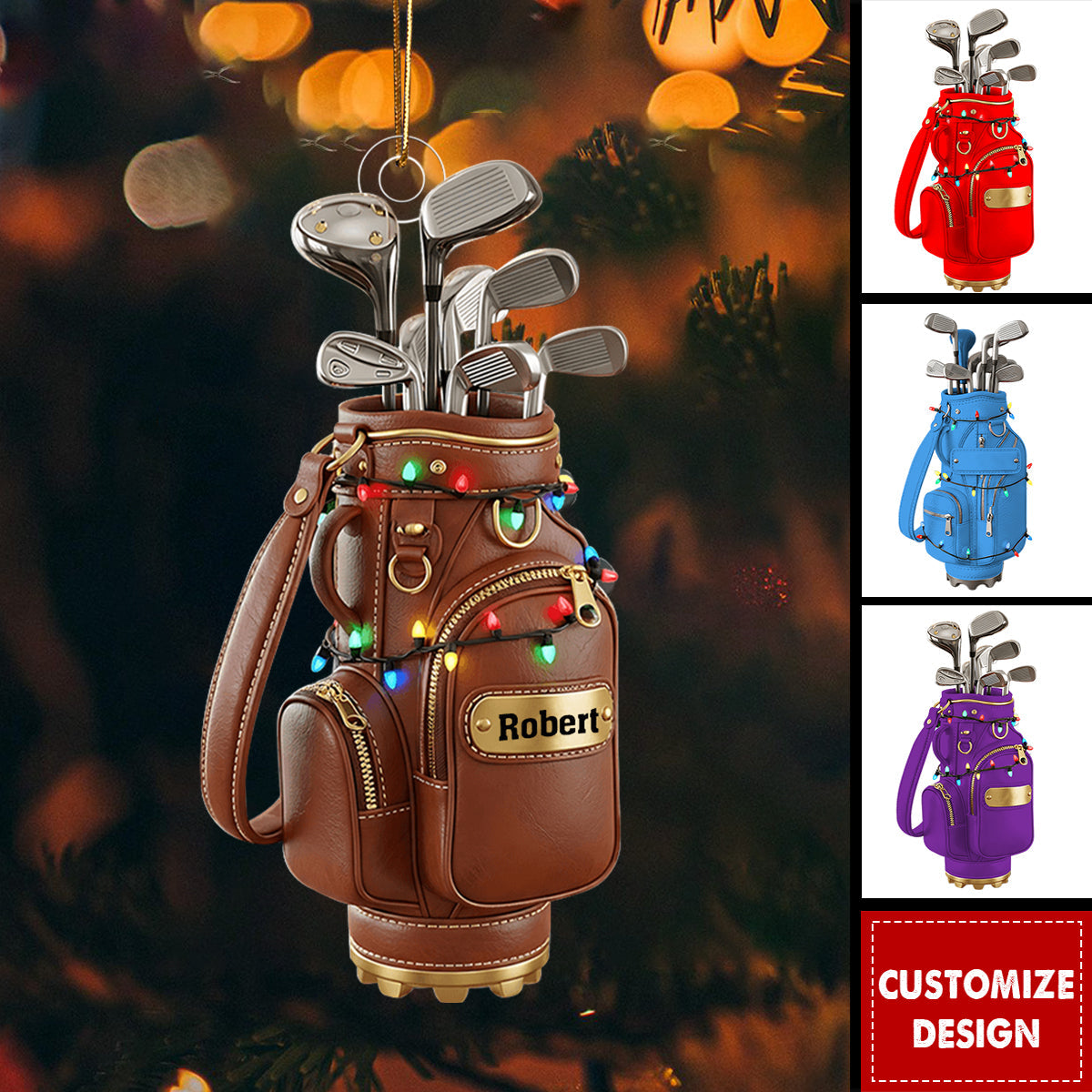 Merry Christmas - Personalized Golf Bag Ornament