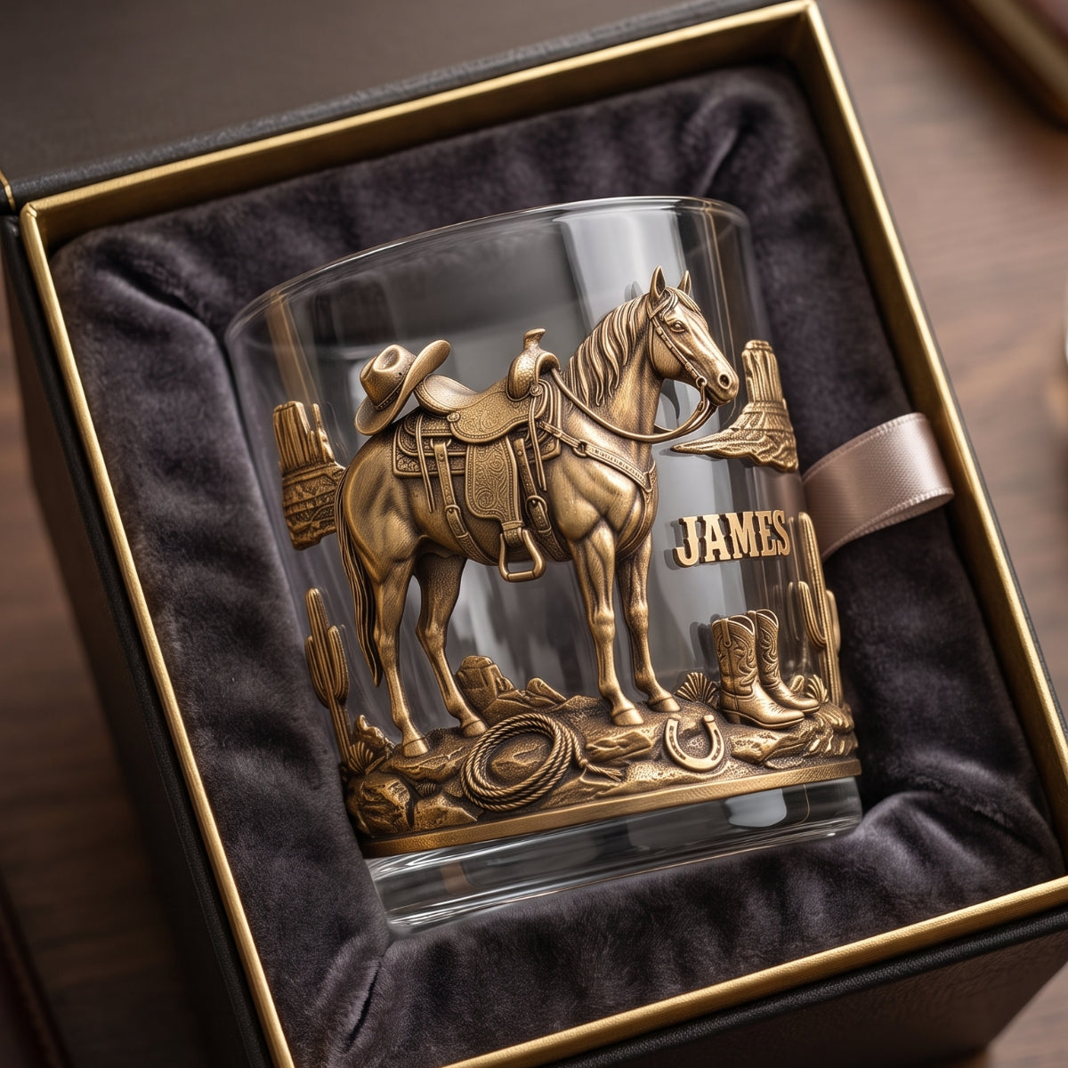 Horse Cowboy Round Glass - Personalized Gifts For Horse Lovers
