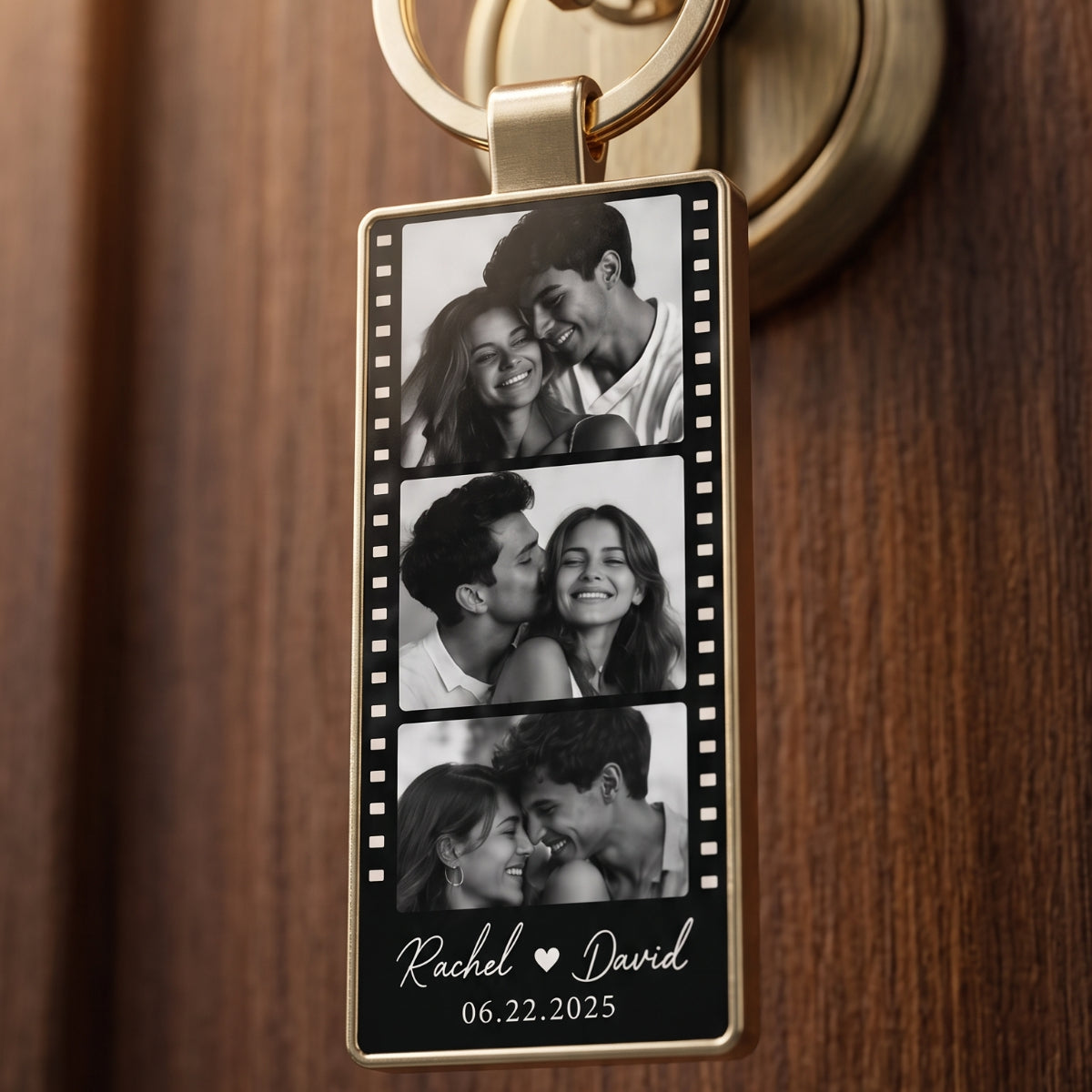 Personalized Film Strip Photo Keychain Photo Booth Custom Metal Keychain Couples Gift Anniversary for Him Her Boyfriend Girlfriend