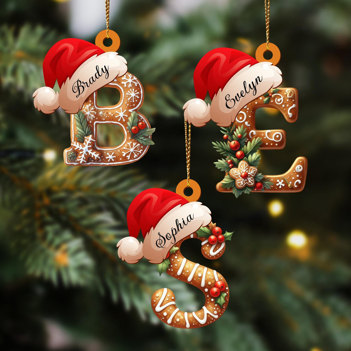 Personalized Gingerbread Letter Ornament, Custom Initial Christmas Decoration
