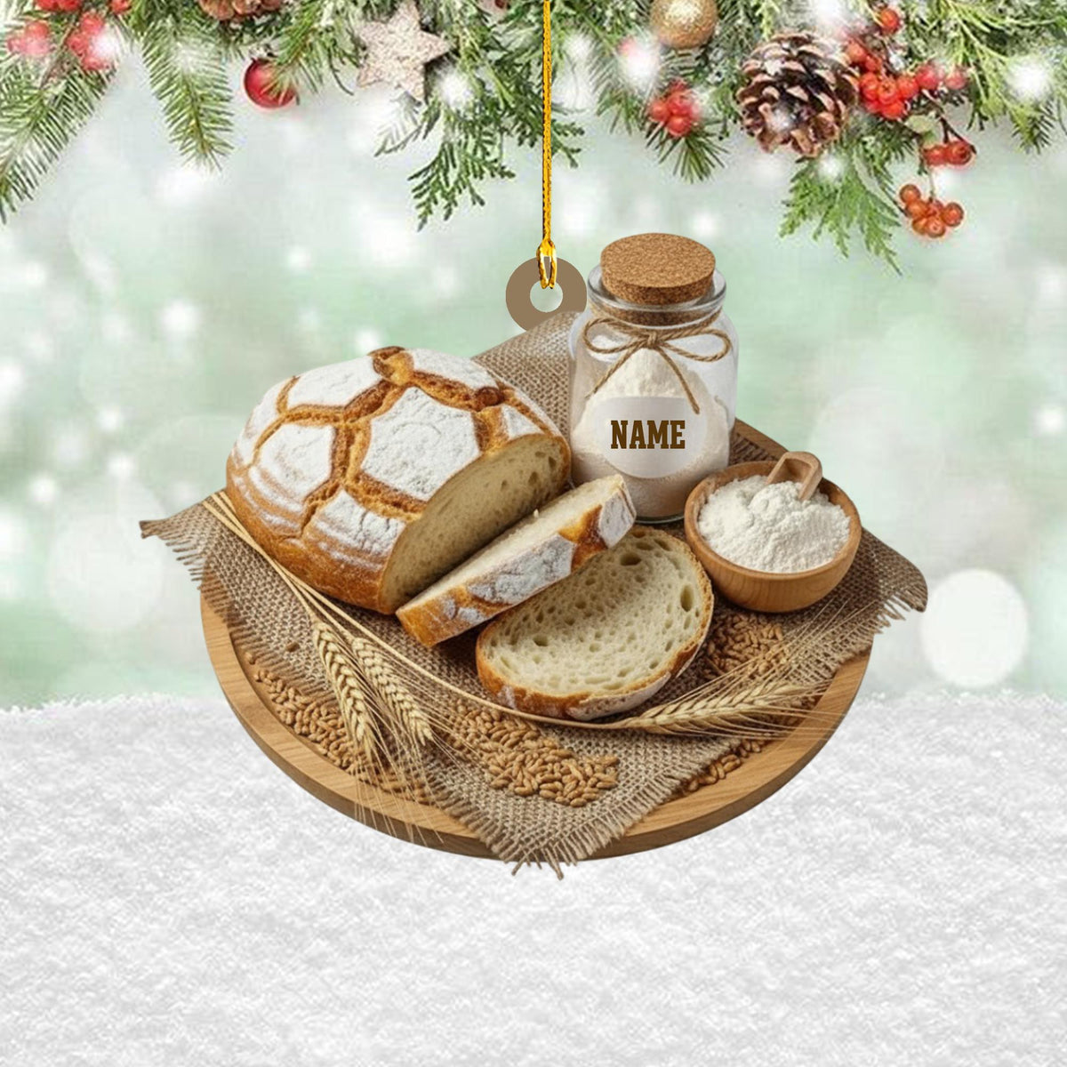 Personalized Sourdough Bread Ornament, Food Lover Gift