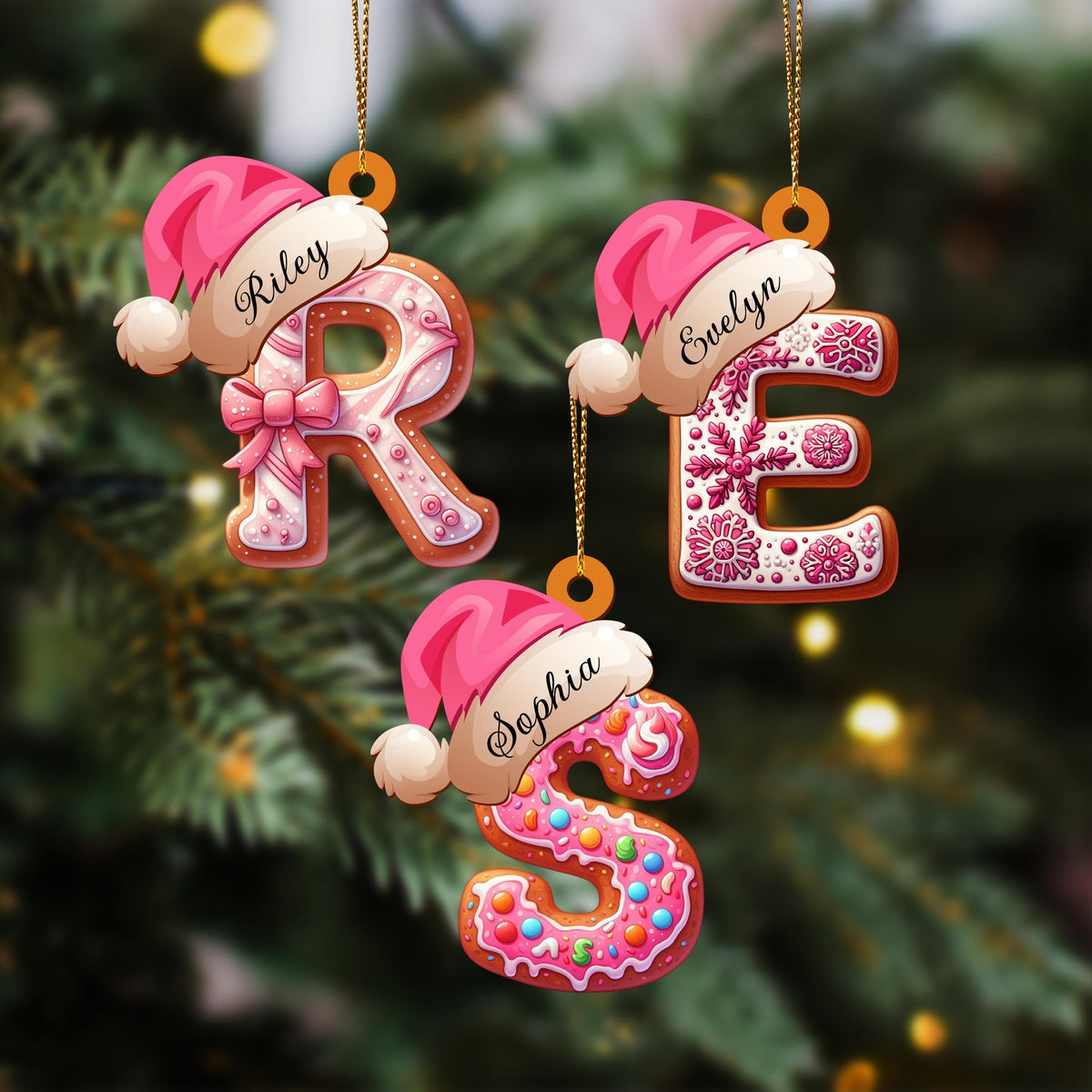 Personalized Gingerbread Letter Ornament, Custom Initial Christmas Decoration