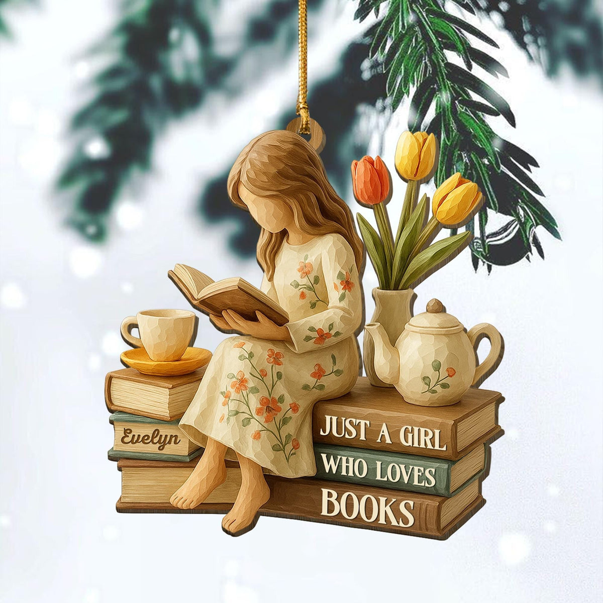 Personalized Just A Girl Who Loves Books Ornament, Reading Gift For Book Lover