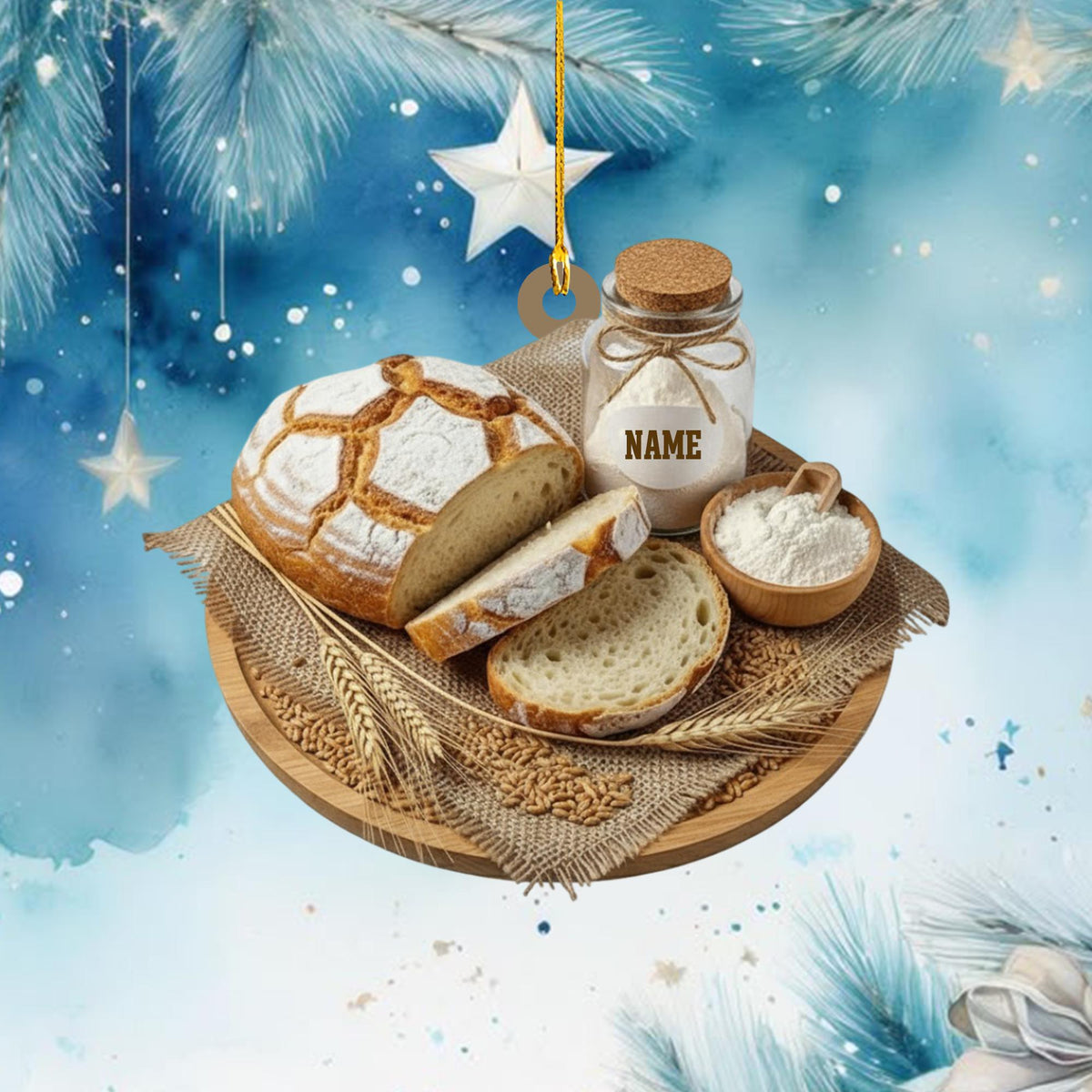 Personalized Sourdough Bread Ornament, Food Lover Gift