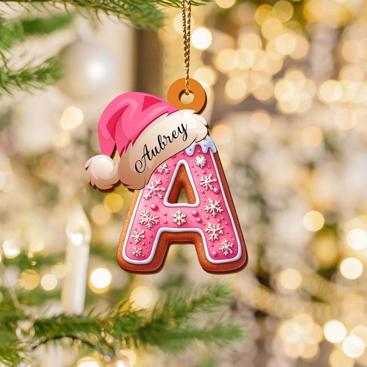 Personalized Gingerbread Letter Ornament, Custom Initial Christmas Decoration