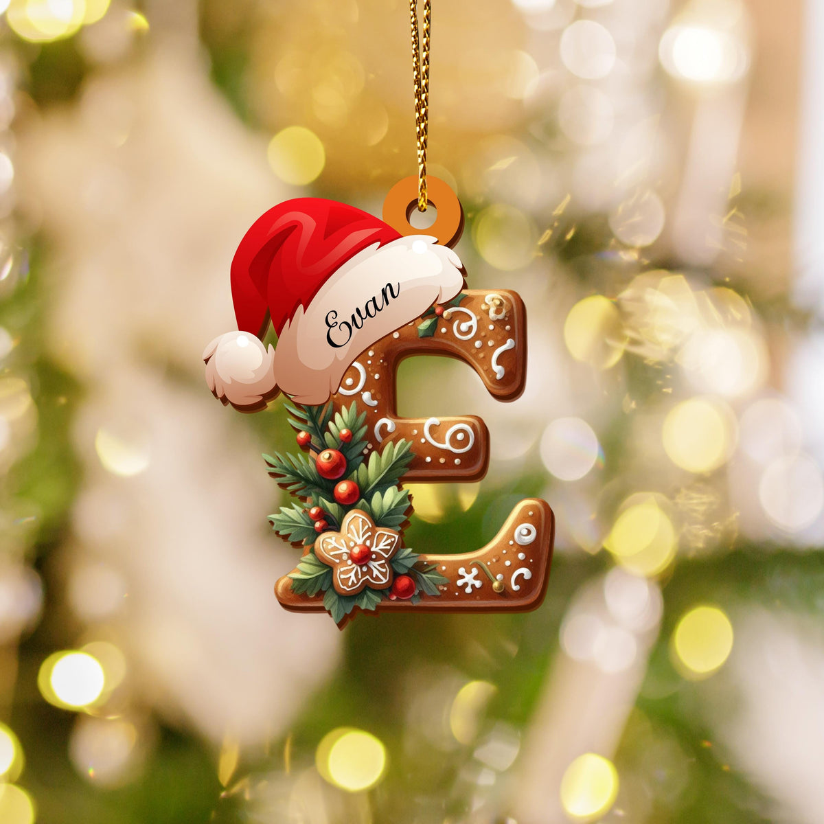 Personalized Gingerbread Letter Ornament, Custom Initial Christmas Decoration