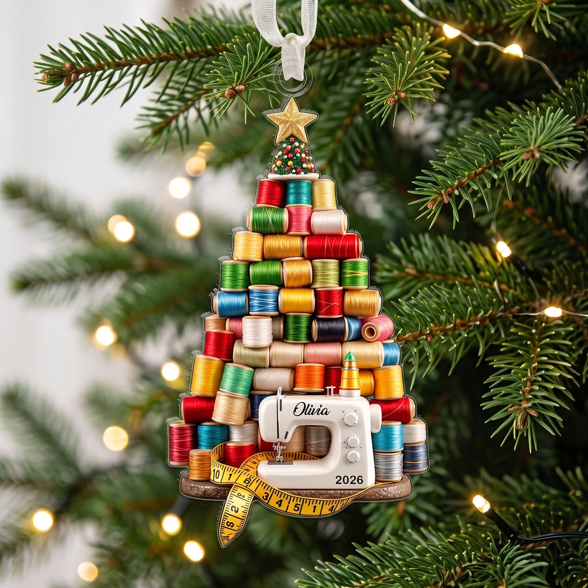 Personalized Sewing Thread  Acrylic Ornament