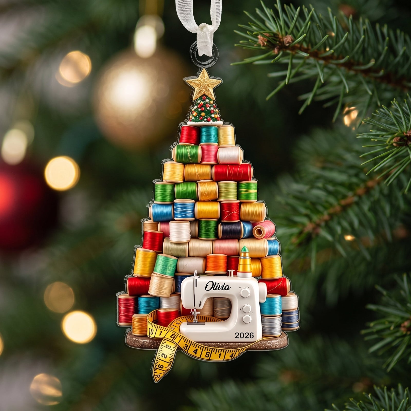 Personalized Sewing Thread  Acrylic Ornament