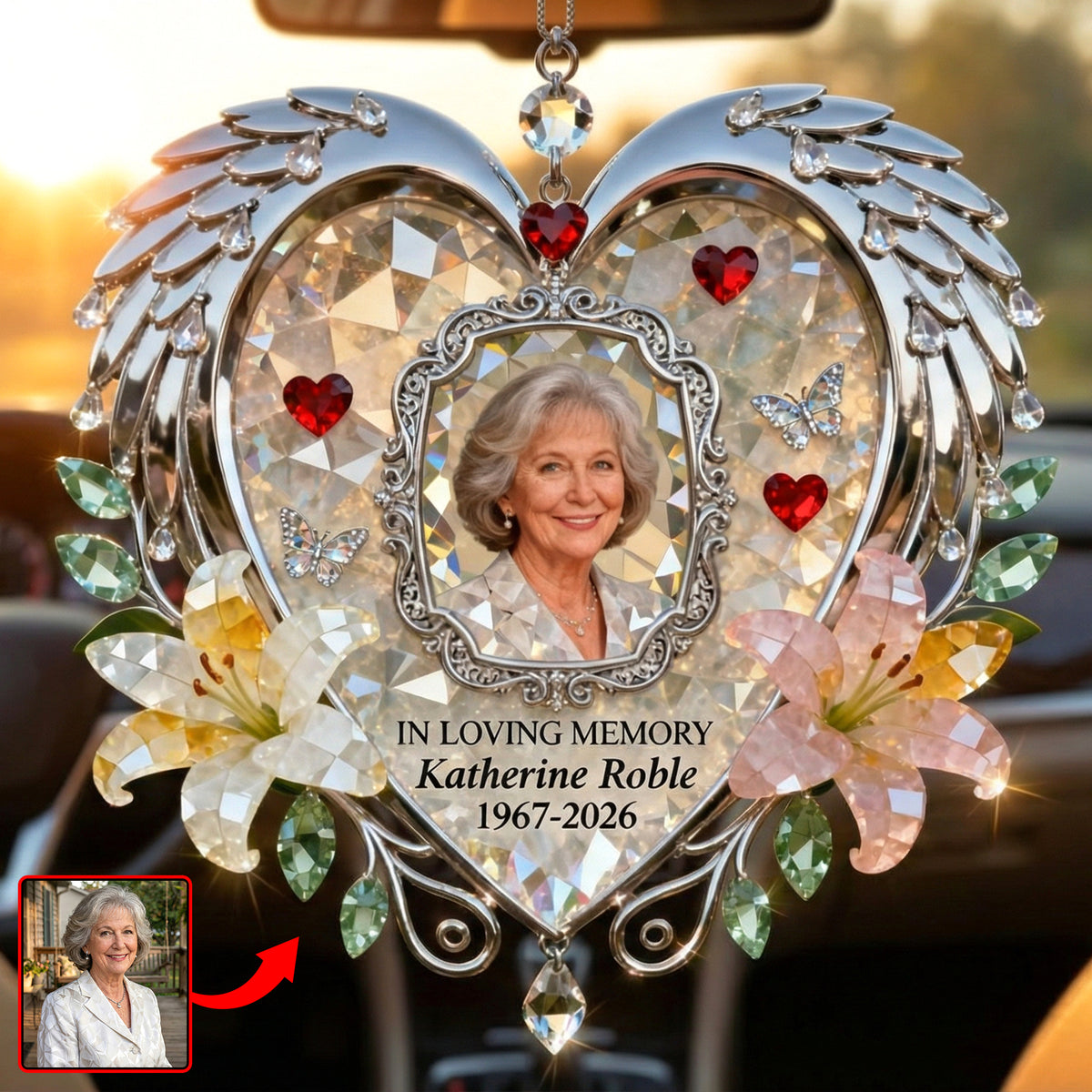 Miss The Angel In Heaven Car Hanging Ornament, Personalized Keepsake To Remember Loved One
