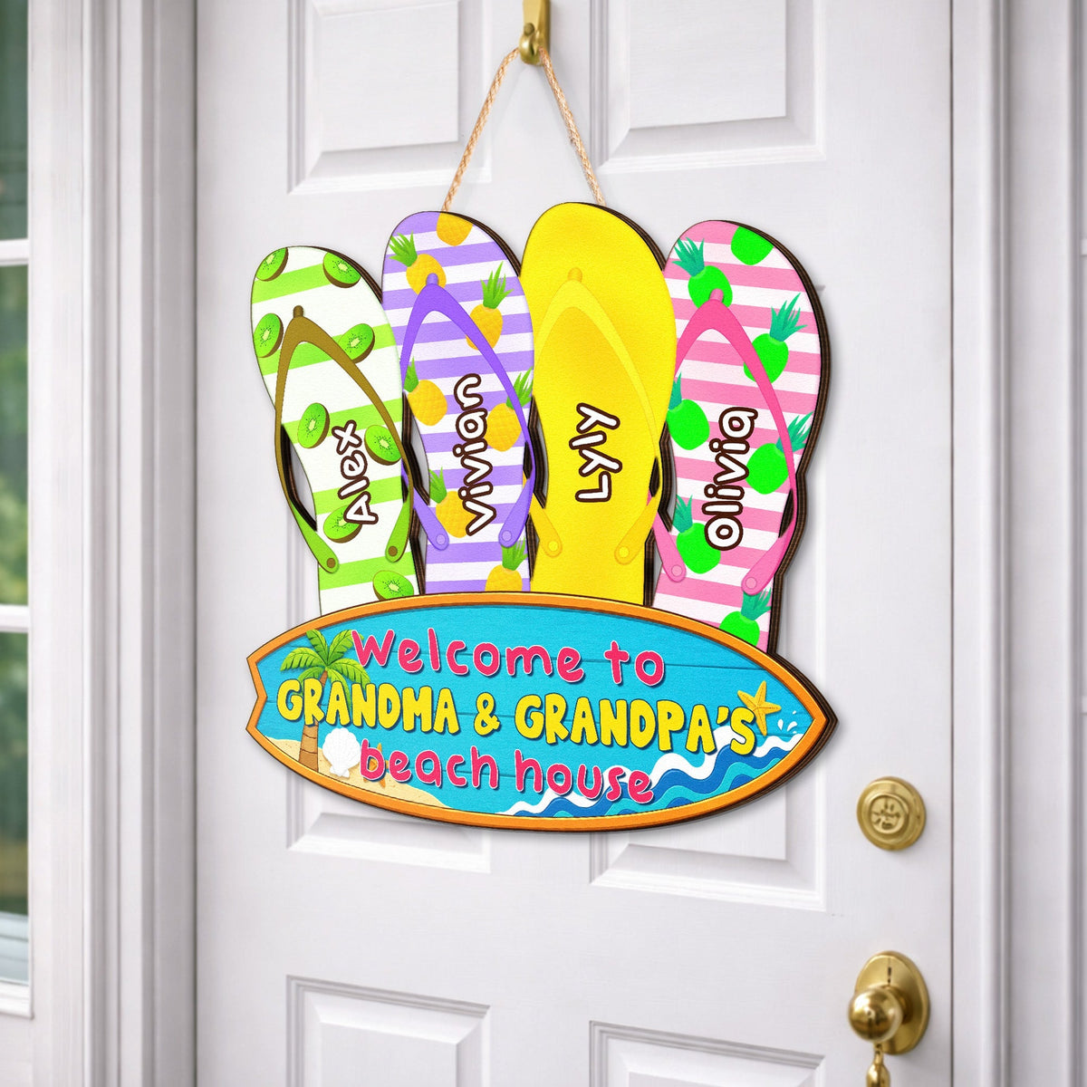 Welcome To Grandma &amp; Grandpa's Beach House - Personalized Wood Sign
