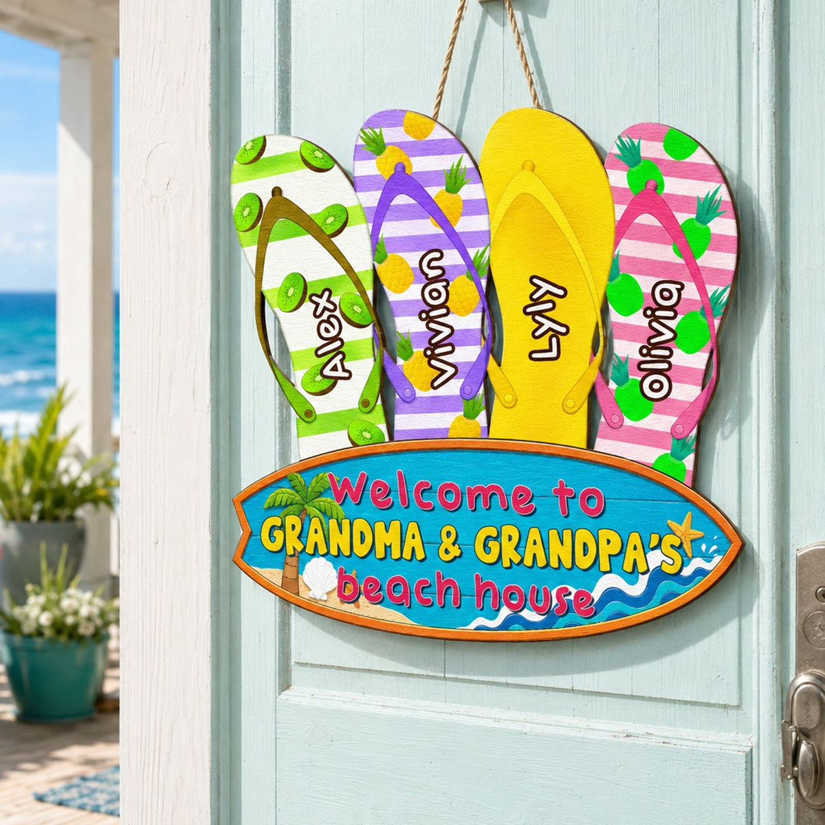 Welcome To Grandma &amp; Grandpa's Beach House - Personalized Wood Sign