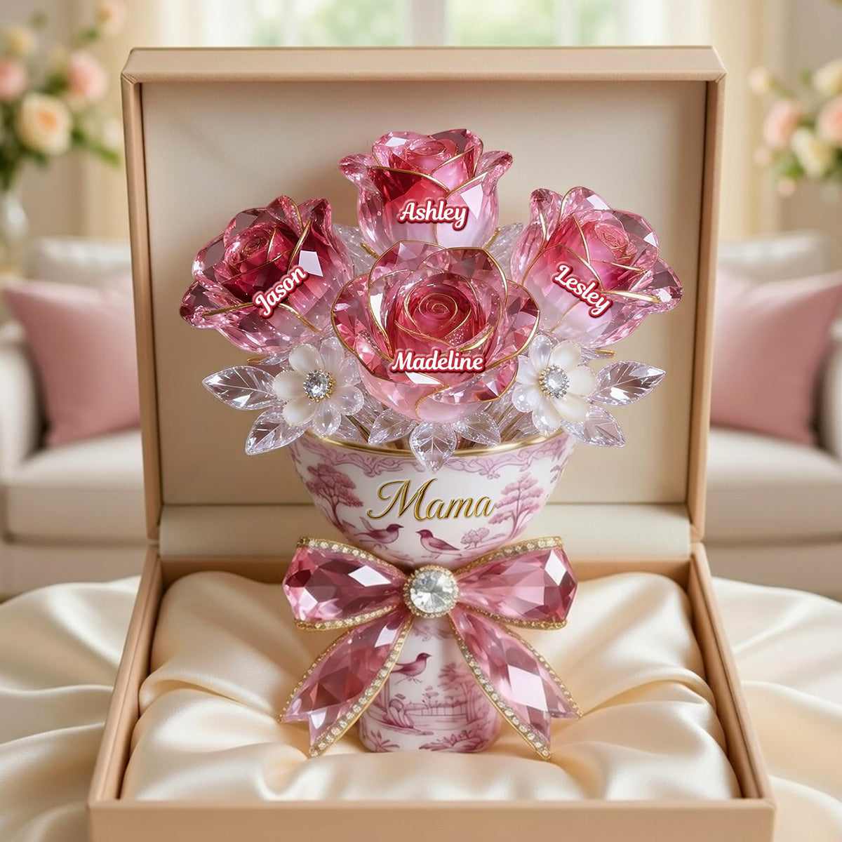 Personalized Flower Bouquet Acrylic Plaque - Gift For Mom