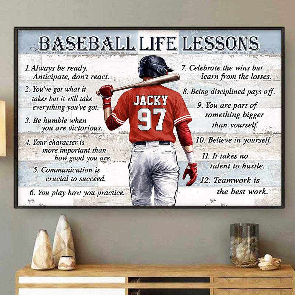 Personalized Baseball &amp; Softball Life Lessons Poster - Gift for Sports Families