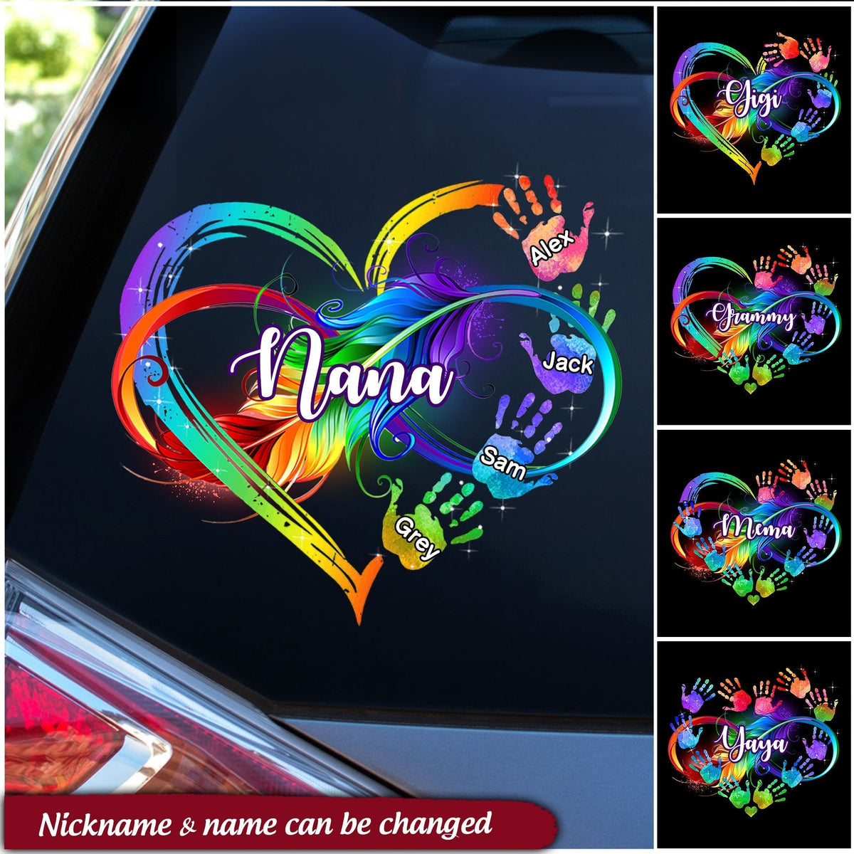 Grandma Grandkids Infinity Love Family Mother&#39;s Day Gift Heart Hand Prints Decal