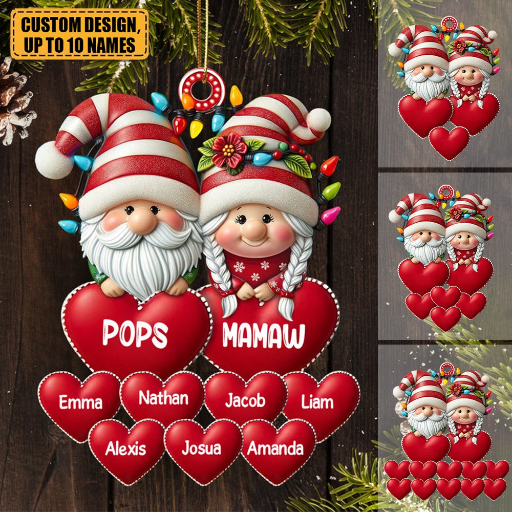 Christmas Grandma &amp; Grandpa Mom &amp; Dad With Heart Kids Personalized Acrylic Ornament