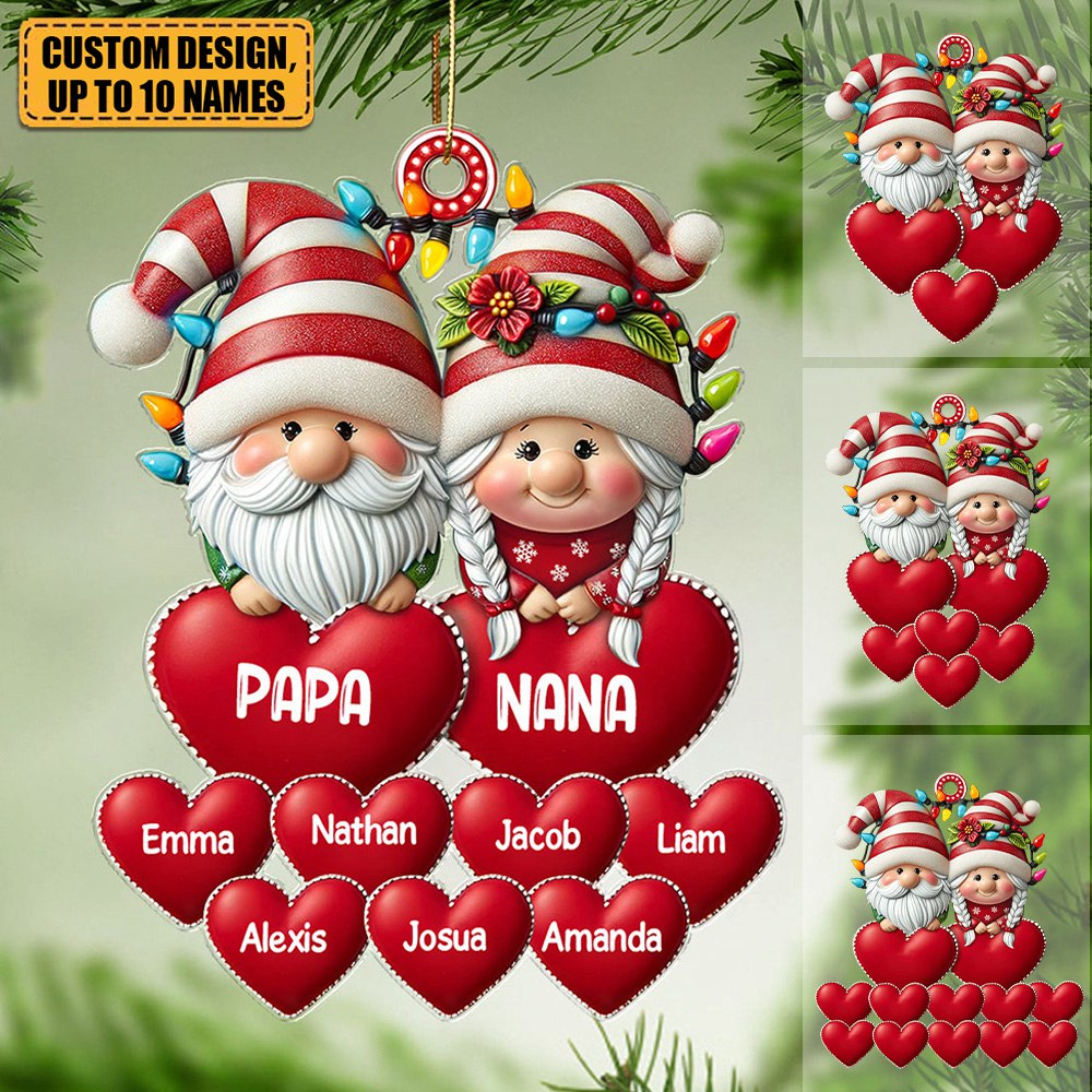 Christmas Grandma &amp; Grandpa Mom &amp; Dad With Heart Kids Personalized Acrylic Ornament