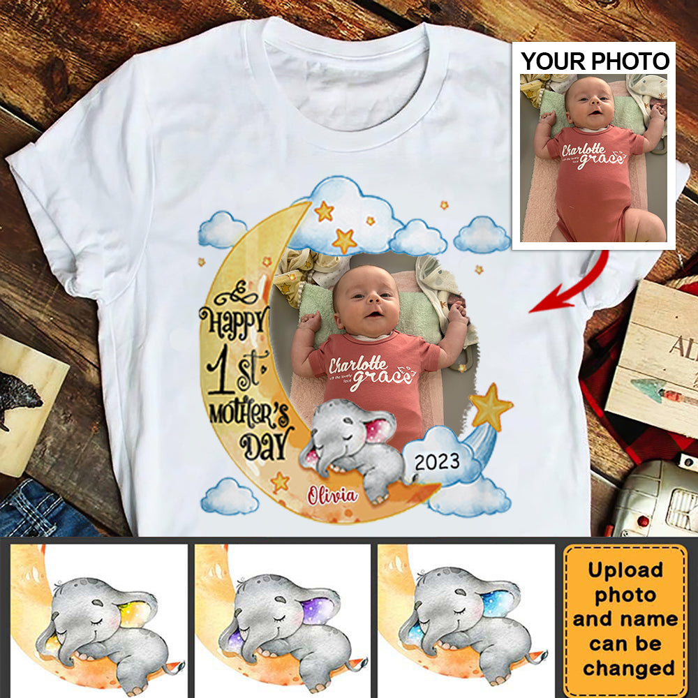 Personalized First Mother&#39;s Day Elephant Photo Unisex T-shirt