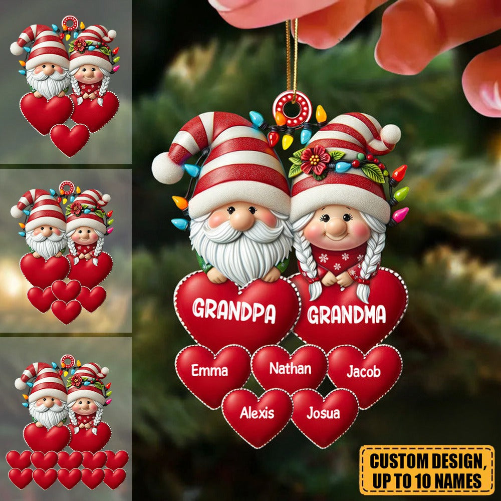 Christmas Grandma &amp; Grandpa Mom &amp; Dad With Heart Kids Personalized Acrylic Ornament