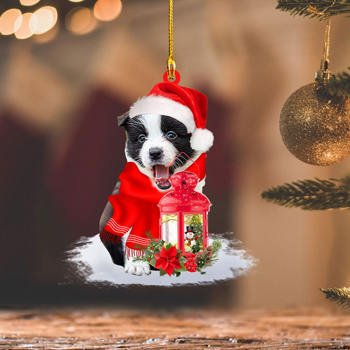 Border Collie - Christmas Present Ornament