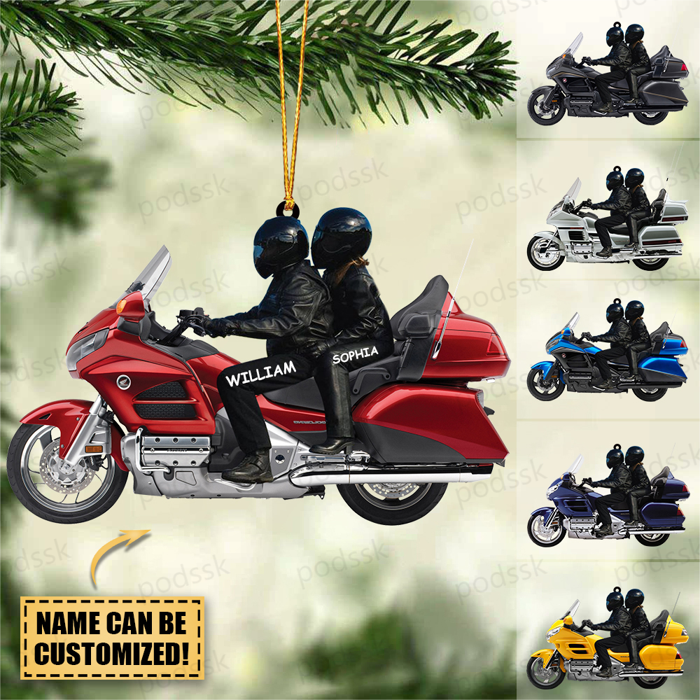 2022 New Release Personalized Biker Couple Gold Wing Motorcycle Ornament