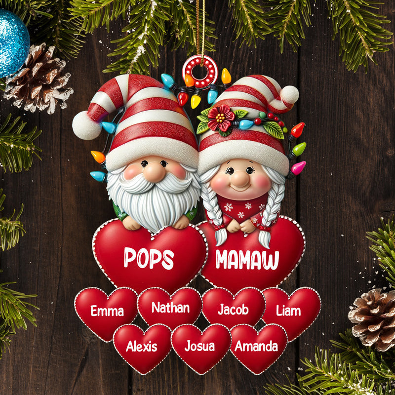 Christmas Grandma &amp; Grandpa Mom &amp; Dad With Heart Kids Personalized Acrylic Ornament