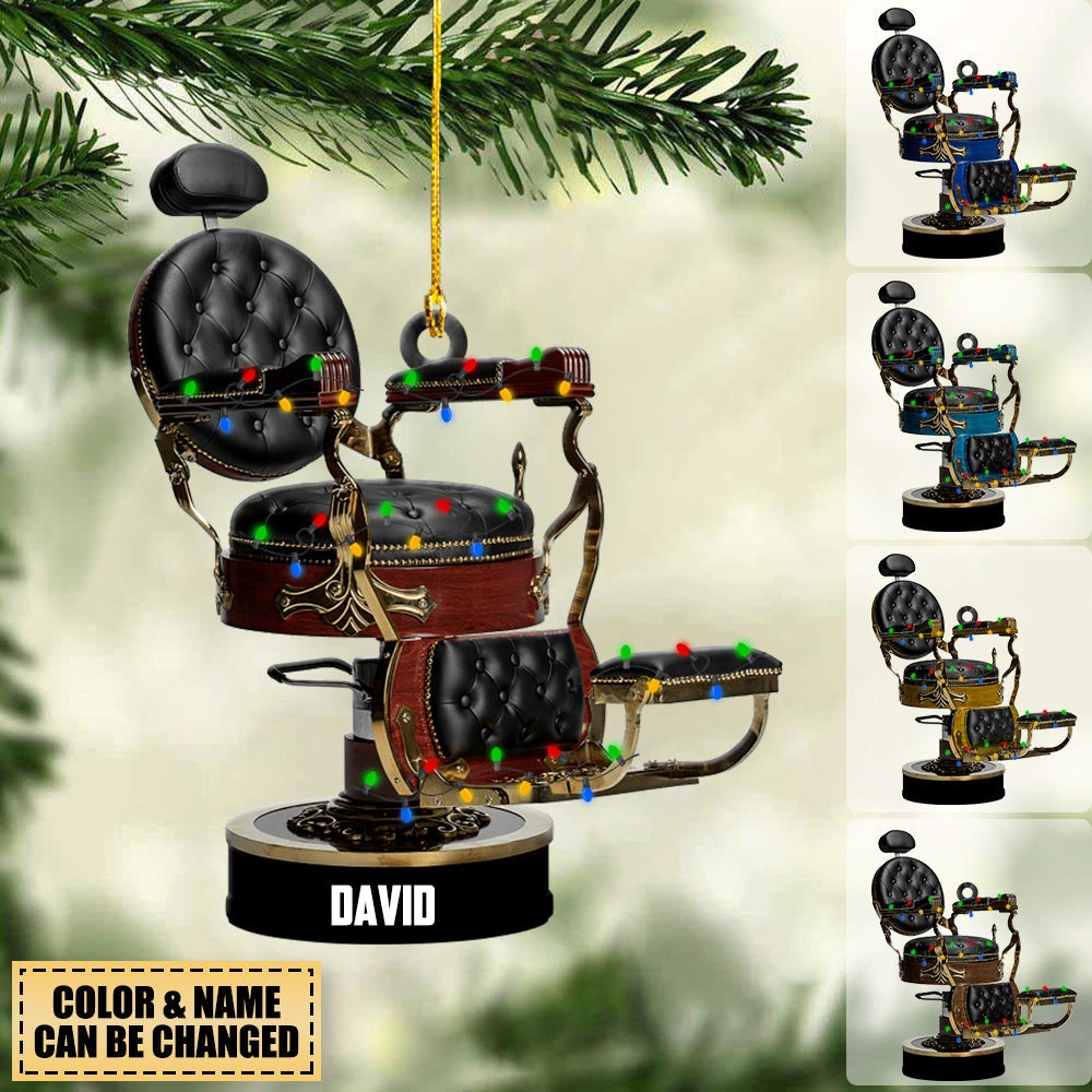 Barber&#39;s Chair Personalized Cut Ornament Christmas Gift For Barber