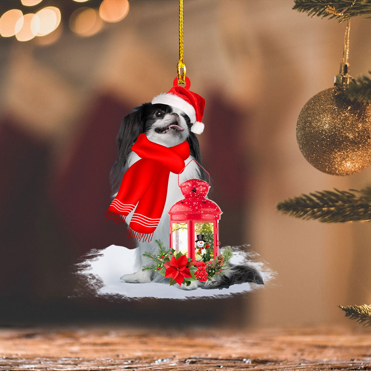 Japanese Chin - Christmas Present Ornament