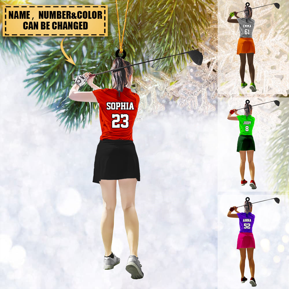 Personalized Female/Girl Golfer Acrylic Ornament , Gift For Golf Lovers