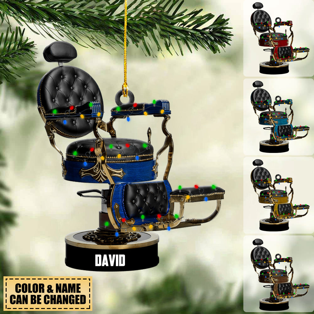 Barber&#39;s Chair Personalized Cut Ornament Christmas Gift For Barber