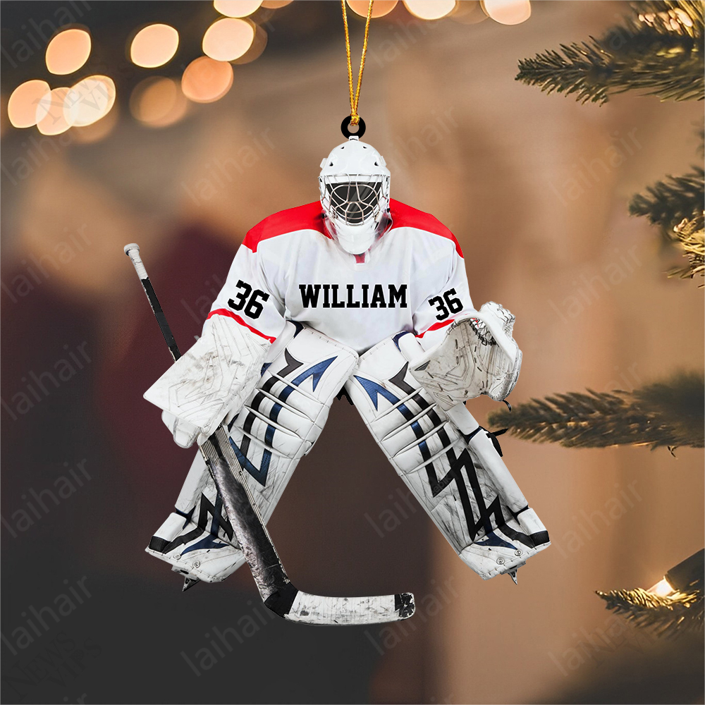 Custom Personalized Hockey Goalie Christmas Ornament, Gift For Hockey Lovers