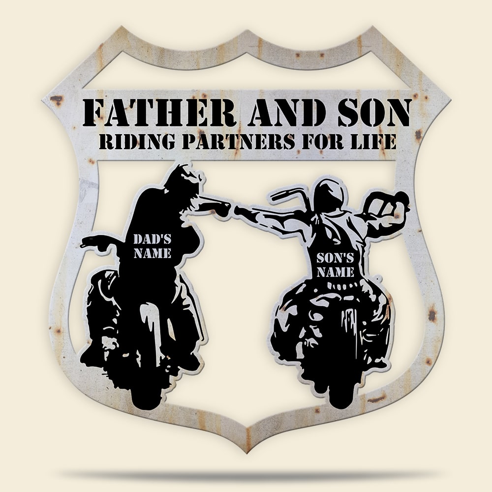 Father And Son Riding Partners For Life Personalized Biker Metal Sign Gift For Family