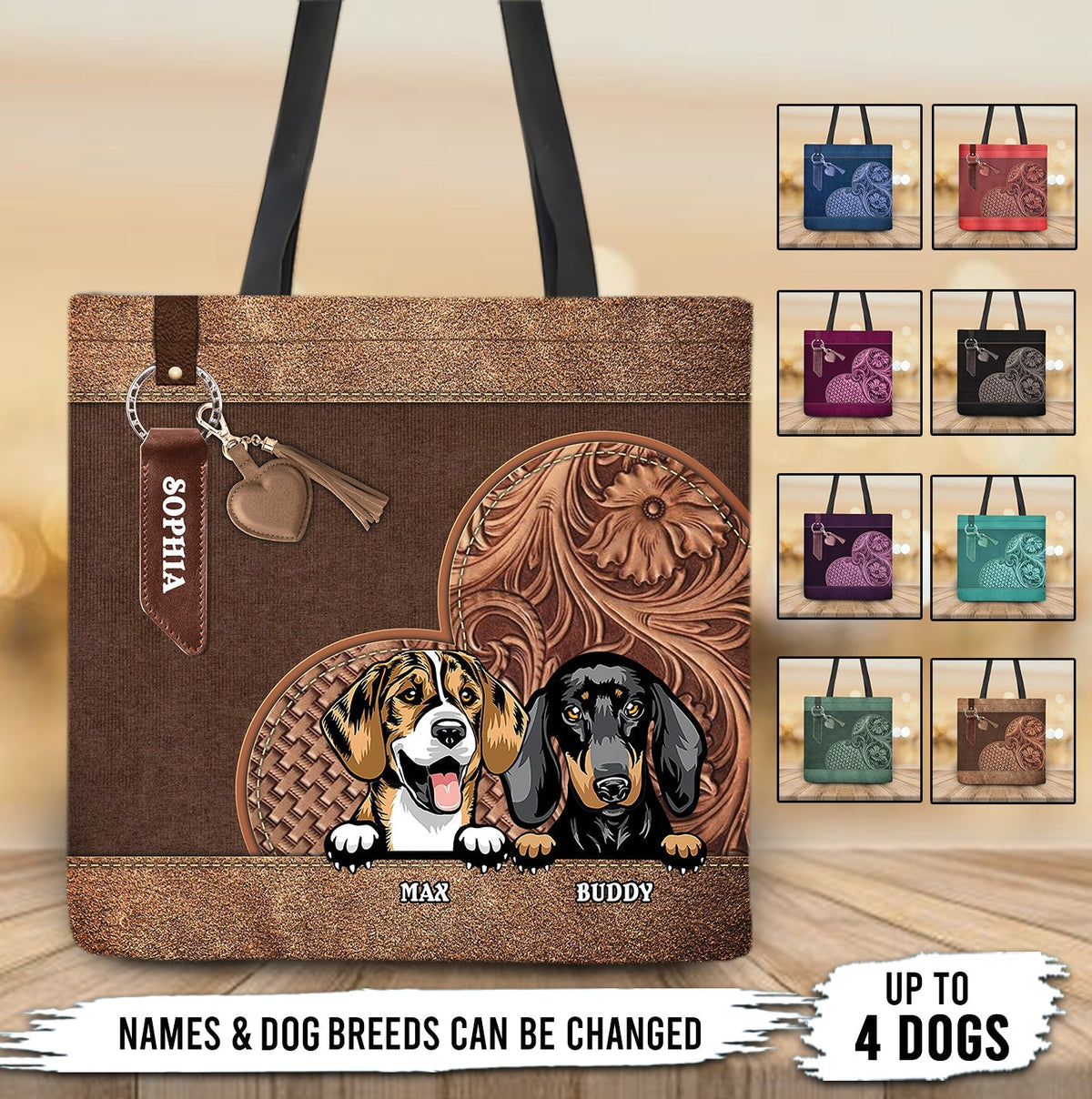 Pet Personalized All Over Tote Bag, Personalized Gift for Dog/Cat Lovers, Dog/Cat Dad, Dog/Cat  Mom