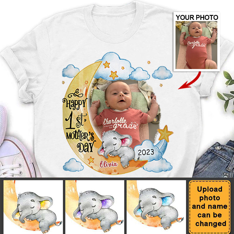 Personalized First Mother&#39;s Day Elephant Photo Unisex T-shirt
