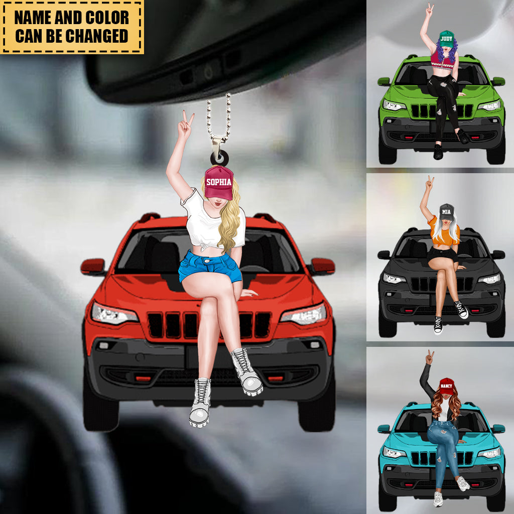 Custom Personalized Off-road Girl Car Hanging Ornament - Gift For Off-road Lover